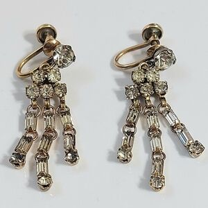Charles Reis & Company 12K GF Vintage Glass Rhinestone Screw Back Earrings